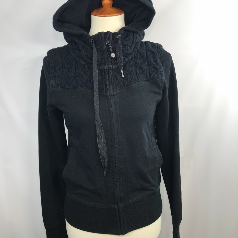 Lululemon Cable Knit Scuba Black Zip Up Hoodie
